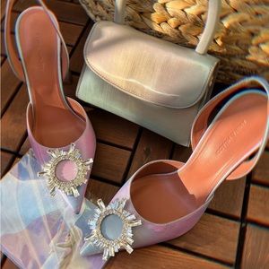amina muaddi begum slingback pumps unicorn pastel purple pink sky blue rainbow